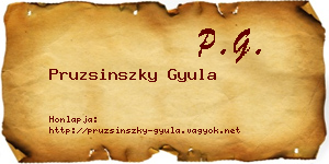 Pruzsinszky Gyula névjegykártya